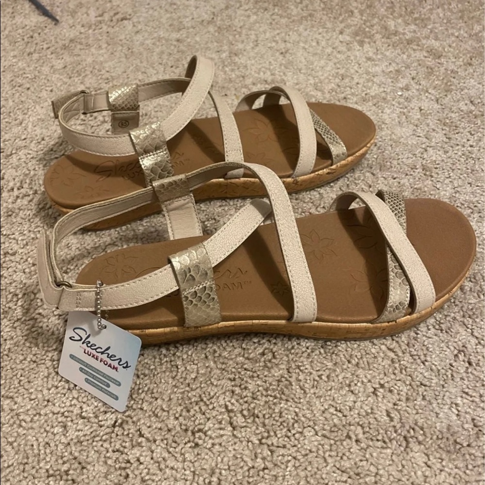 Gold and tan sandals